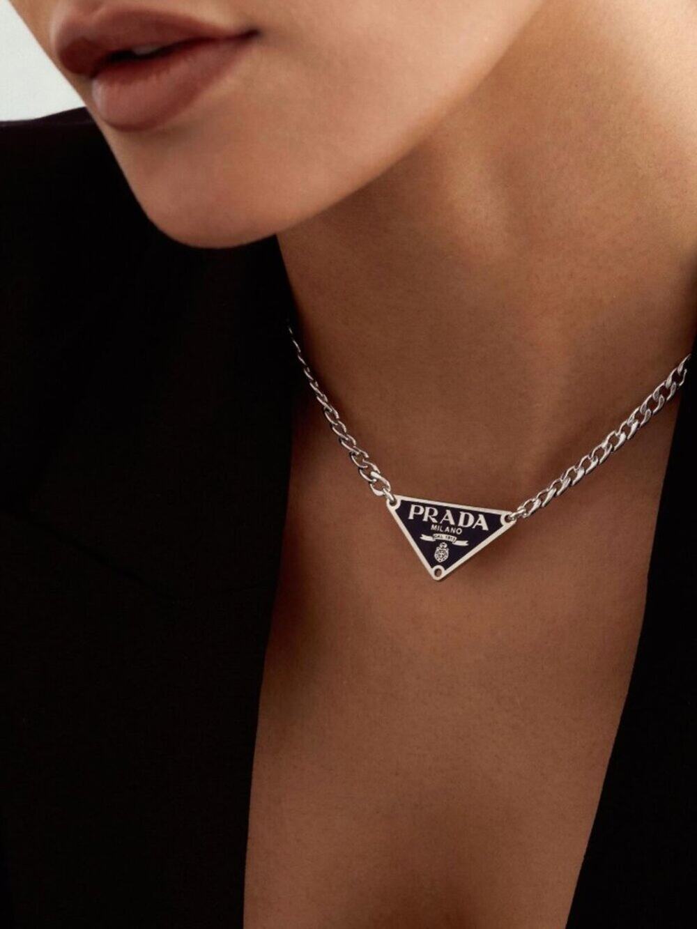 ✨PRADA tag Black Upcycled Necklace✨